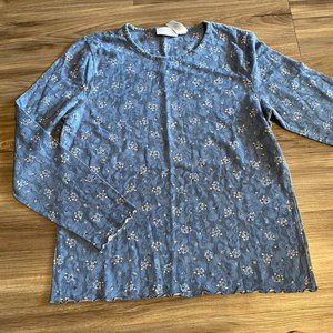 floral lettuce hem longsleeve shirt size medium